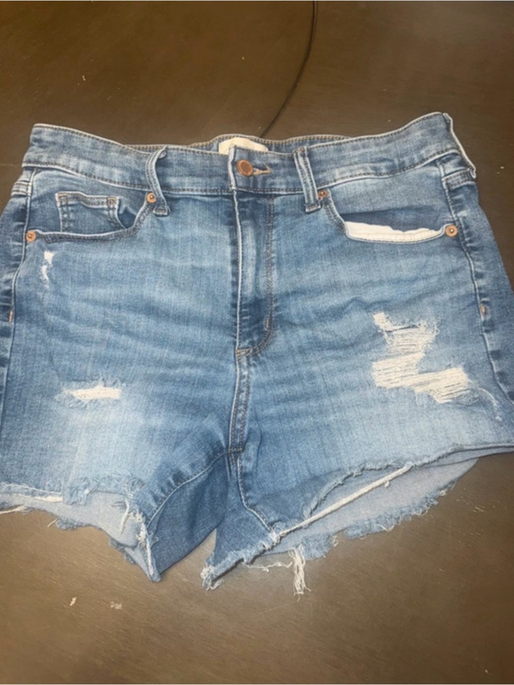 Universal Thread Distressed Light Blue High-Rise Denim Shorts size 10